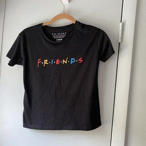 Friends TV Show Women's T Shirt Large Baby Doll Cropped Black Graphic